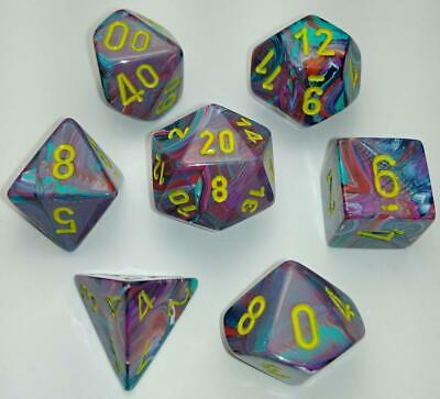 Festive Poly Mosaic Yellow (7) Dice