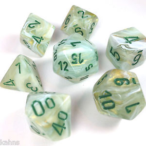 Poly Marble Green/Dark Green (7) Dice
